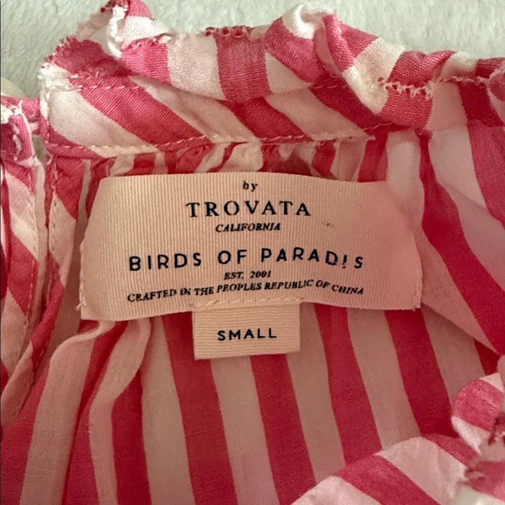 {Anthro} Birds of Paradis by Trovata | Carla Stripe High Neck Ruffle Top $248 S - Picture 8 of 16